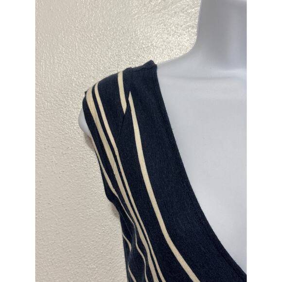 Ralph Lauren Fit & Flare Dress S Navy Blue Cream Strips Classic Preppy Old Money - Picture 5 of 10